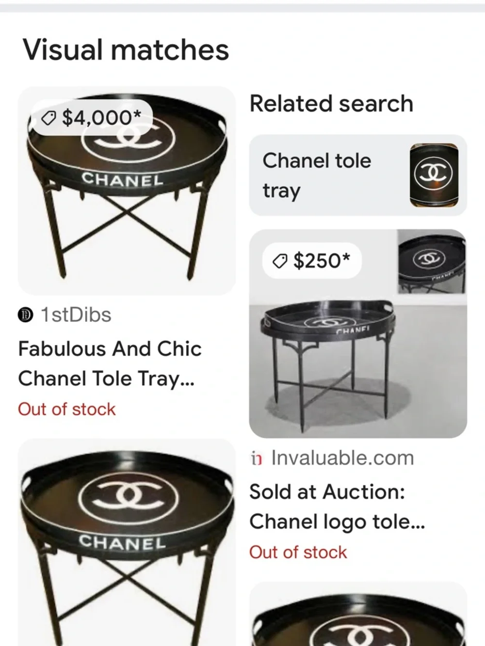 CHANEL Black and White Round Vanity Tray with Logo